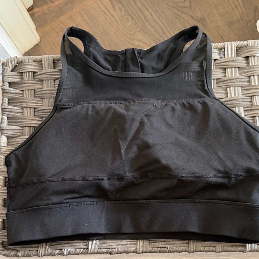 High-Neck Black Sports Bralette with Supportive Band